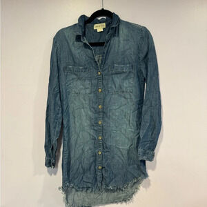 Cloth and stone raw hem denim dress